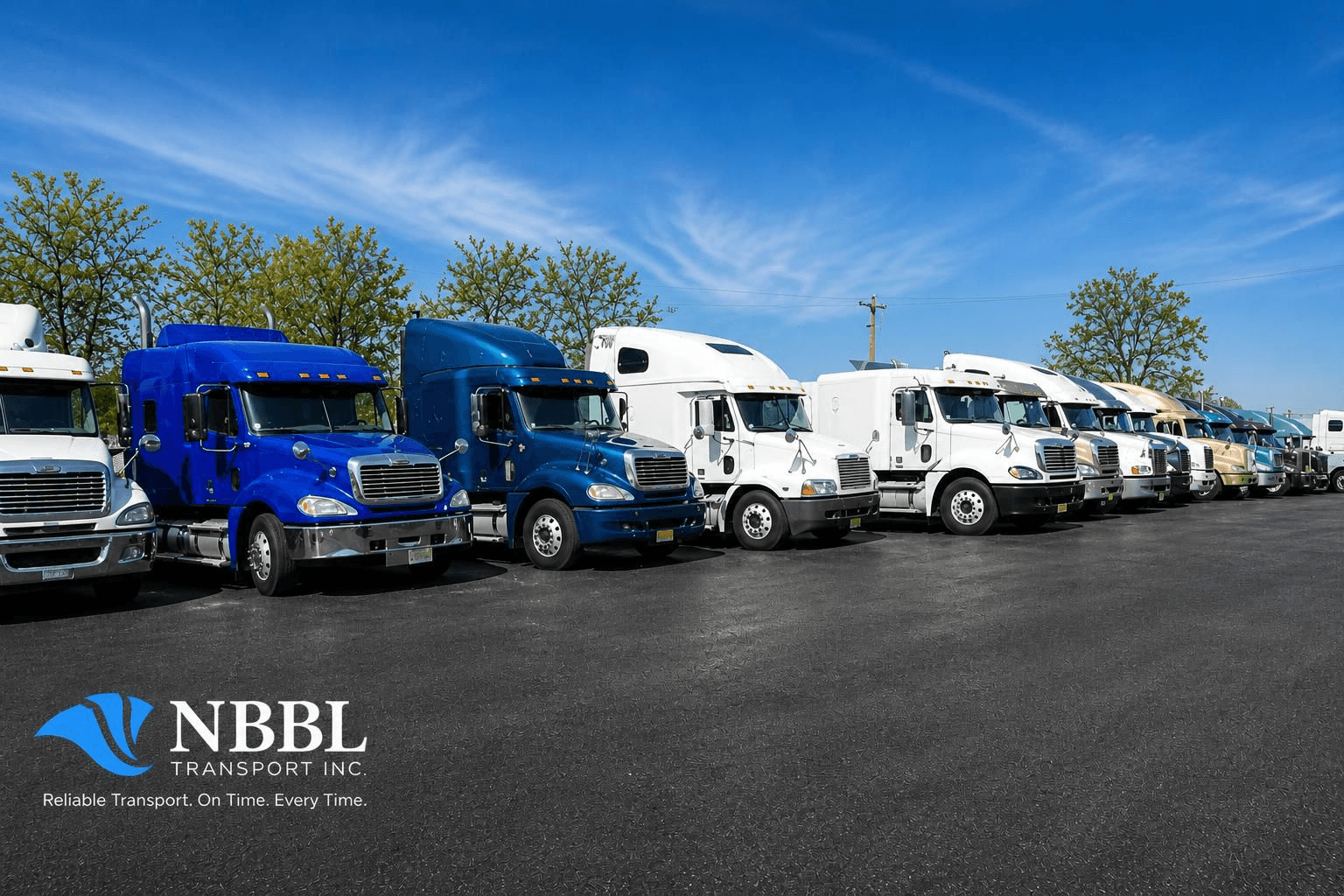 NBBL Group Freightliner intermodal fleet lineup at Elizabeth New Jersey chassis depot