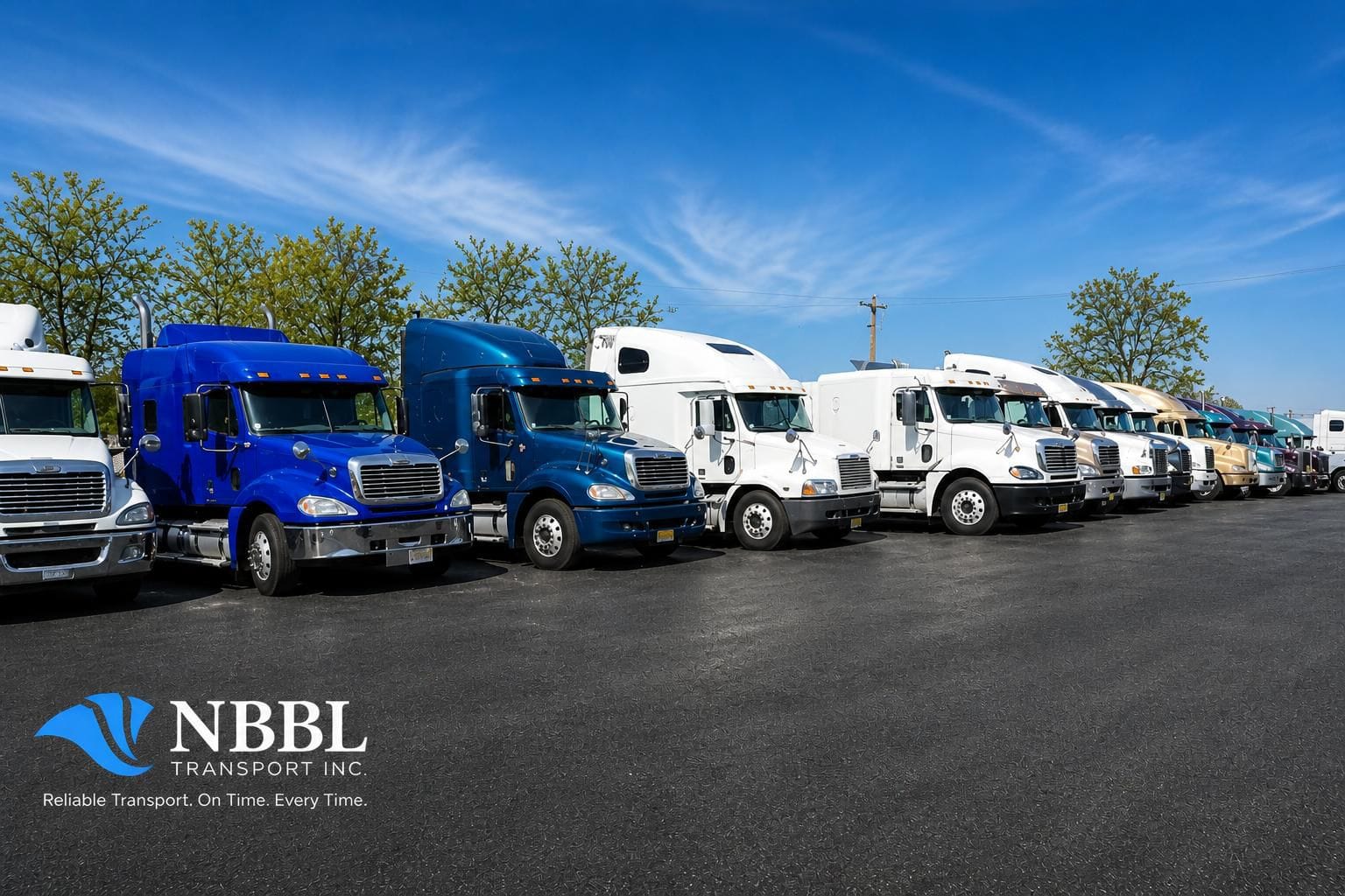 NBBL Group Freightliner intermodal fleet lineup at Elizabeth New Jersey chassis depot